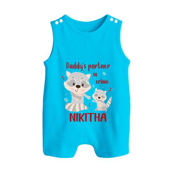 Daddy's Partner in Crime Romper Suit / Sleeveless Romper | Custom Name Baby Romper Suit / Sleeveless Romper for Daddy's Partner - SKY BLUE - 0 - 5 Months Old (Chest 18")