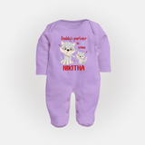 Daddy's Partner in Crime Sleep Suit / Full Sleeve Body Suit | Custom Name Baby Sleep Suit / Full Sleeve Body Suit for Daddy's Partner - LILAC - New Born (Chest 7.5")