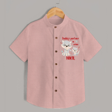 Daddy's Partner in Crime Shirt | Custom Name Baby Shirt for Daddy's Partner - PEACH - 0 - 6 Months Old (Chest 23")
