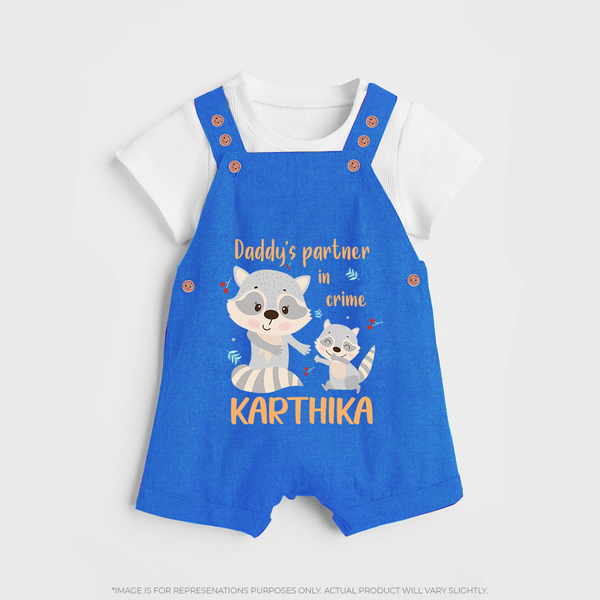Daddy's Partner in Crime Dungaree Set | Custom Name Baby Dungaree Set for Daddy's Partner - COBALT BLUE - 0 - 5 Months Old (Chest 18")