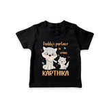 Daddy's Partner in Crime T-Shirt | Custom Name Baby T-Shirt for Daddy's Partner - BLACK - 0-5 Months Old (Chest 17")