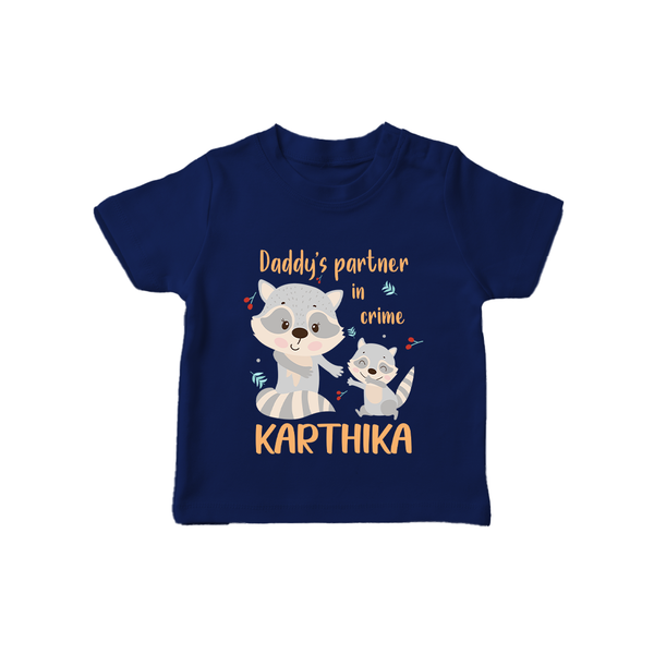 Daddy's Partner in Crime T-Shirt | Custom Name Baby T-Shirt for Daddy's Partner - NAVY BLUE - 0-5 Months Old (Chest 17")