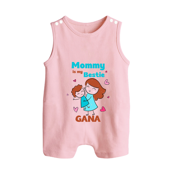 Mommy Is My Bestie Romper Suit / Sleeveless Romper | Personalized Outfit for Mommy's Bestie - BABY PINK - 0 - 5 Months Old (Chest 18")