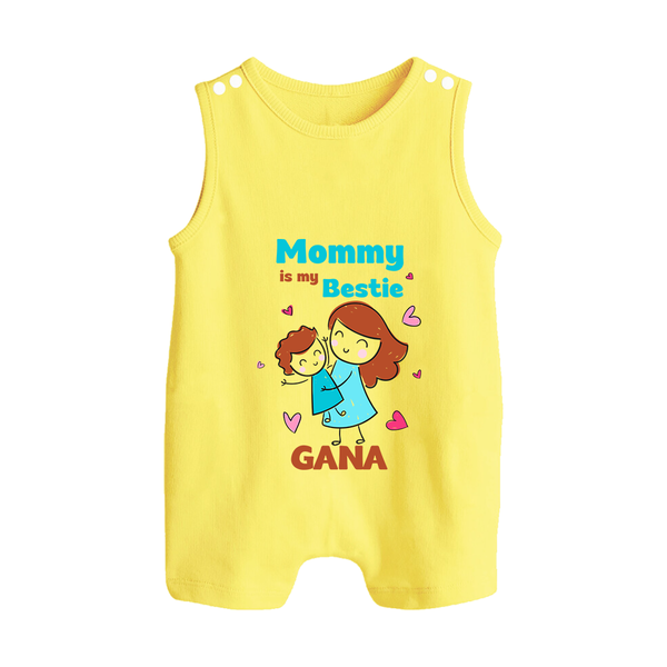 Mommy Is My Bestie Romper Suit / Sleeveless Romper | Personalized Outfit for Mommy's Bestie - PASTEL YELLOW - 0 - 5 Months Old (Chest 18")
