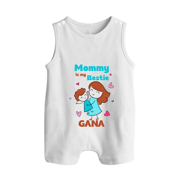 Mommy Is My Bestie Romper Suit / Sleeveless Romper | Personalized Outfit for Mommy's Bestie - WHITE - 0 - 5 Months Old (Chest 18")
