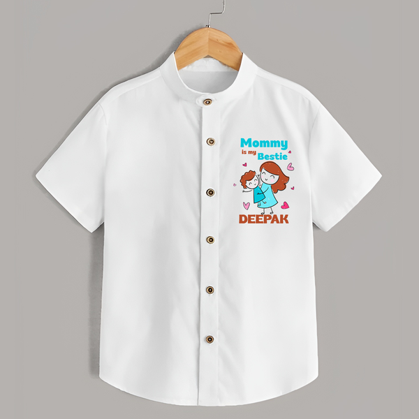 Mommy Is My Bestie Shirt | Personalized Outfit for Mommy's Bestie - WHITE - 0 - 6 Months Old (Chest 23")