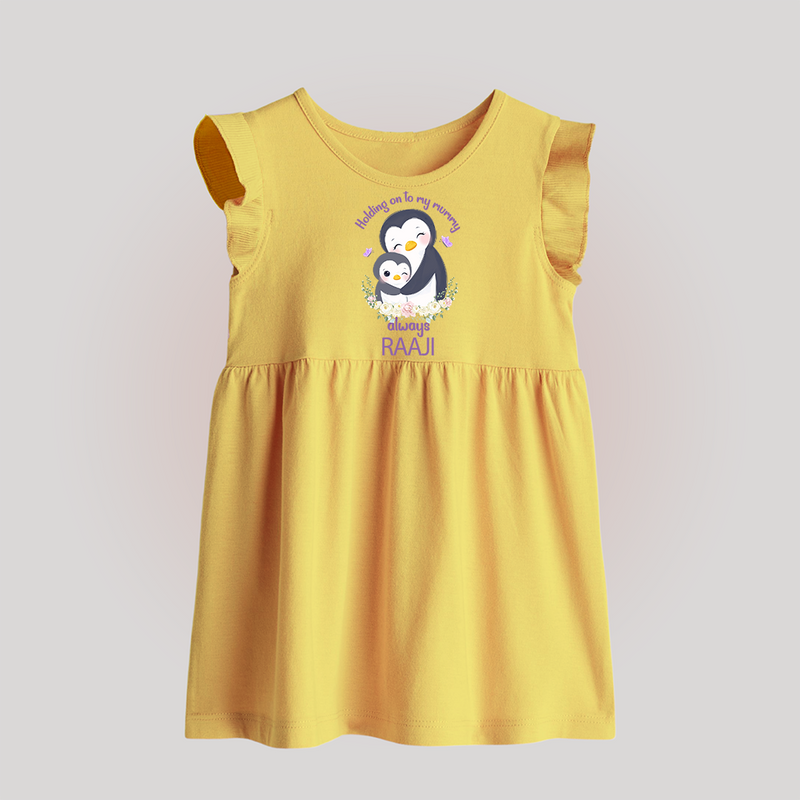 Holding On To My Mummy Always Baby Frock | Custom Baby Frock for Mommy's Little One - PASTEL YELLOW - 0 - 3 Months Old (Chest 17")