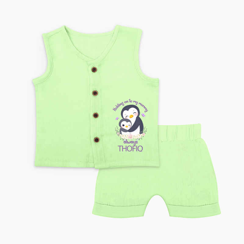 Holding On To My Mummy Always Jabla Set | Custom Baby Jabla Set for Mommy's Little One - PASTEL GREEN - 0 - 3 Months Old (Chest 9.8")