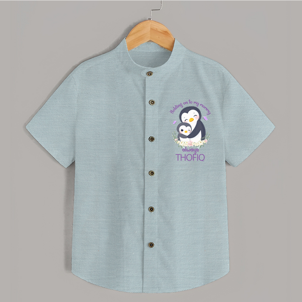 Holding On To My Mummy Always Shirt | Custom Baby Shirt for Mommy's Little One - ARCTIC BLUE - 0 - 6 Months Old (Chest 23")