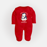 Holding On To My Mummy Always Sleep Suit / Full Sleeve Body Suit | Custom Baby Sleep Suit / Full Sleeve Body Suit for Mommy's Little One - RED - New Born (Chest 7.5")