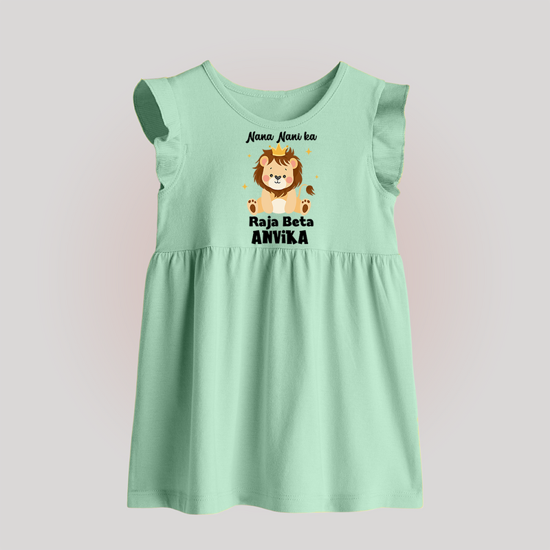 Nana Nani Ka Raja Beta Baby Frock | Personalized Baby Frock for Nana and Nani's King - MINT GREEN - 0 - 3 Months Old (Chest 17")
