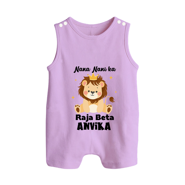 Nana Nani Ka Raja Beta Romper Suit / Sleeveless Romper | Personalized Baby Romper Suit / Sleeveless Romper for Nana and Nani's King - LILAC - 0 - 5 Months Old (Chest 18")
