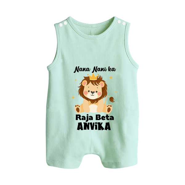 Nana Nani Ka Raja Beta Romper Suit / Sleeveless Romper | Personalized Baby Romper Suit / Sleeveless Romper for Nana and Nani's King - MINT GREEN - 0 - 5 Months Old (Chest 18")