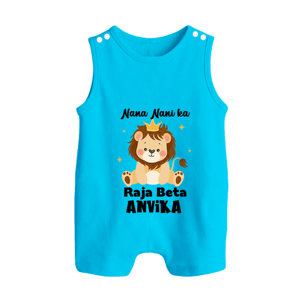 Nana Nani Ka Raja Beta Romper Suit / Sleeveless Romper | Personalized Baby Romper Suit / Sleeveless Romper for Nana and Nani's King - SKY BLUE - 0 - 5 Months Old (Chest 18")