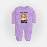 Nana Nani Ka Raja Beta Sleep Suit / Full Sleeve Body Suit | Personalized Baby Sleep Suit / Full Sleeve Body Suit for Nana and Nani's King - LILAC - New Born (Chest 7.5")