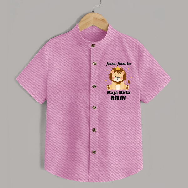 Nana Nani Ka Raja Beta Shirt | Personalized Baby Shirt for Nana and Nani's King - BABY PINK - 0 - 6 Months Old (Chest 23")