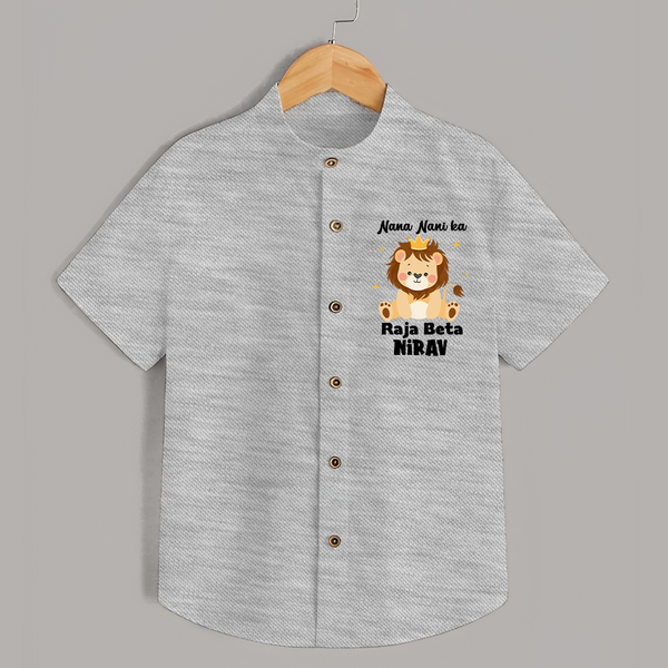 Nana Nani Ka Raja Beta Shirt | Personalized Baby Shirt for Nana and Nani's King - GREY - 0 - 6 Months Old (Chest 23")