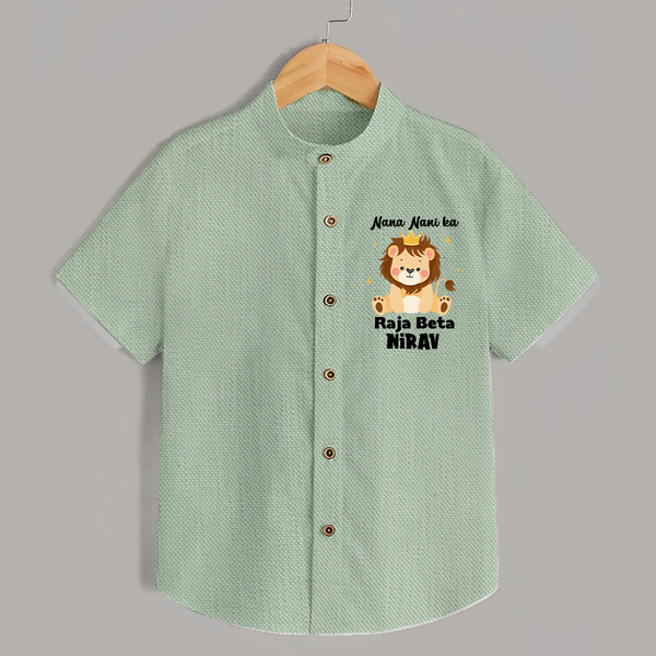 Nana Nani Ka Raja Beta Shirt | Personalized Baby Shirt for Nana and Nani's King - MINT GREEN - 0 - 6 Months Old (Chest 23")