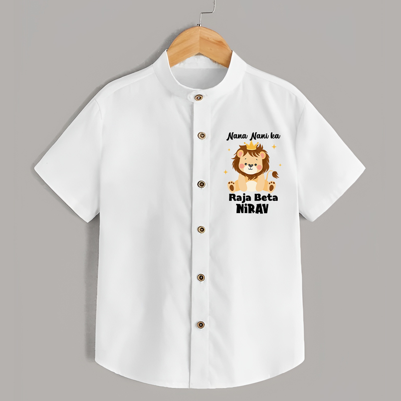 Nana Nani Ka Raja Beta Shirt | Personalized Baby Shirt for Nana and Nani's King - WHITE - 0 - 6 Months Old (Chest 23")