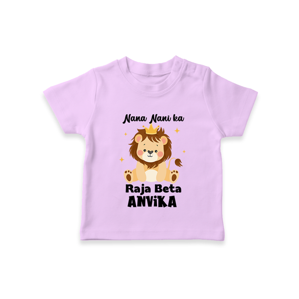 Nana Nani Ka Raja Beta T-Shirt | Personalized Baby T-Shirt for Nana and Nani's King - LILAC - 0-5 Months Old (Chest 17")