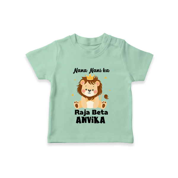 Nana Nani Ka Raja Beta T-Shirt | Personalized Baby T-Shirt for Nana and Nani's King - MINT GREEN - 0-5 Months Old (Chest 17")