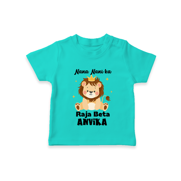 Nana Nani Ka Raja Beta T-Shirt | Personalized Baby T-Shirt for Nana and Nani's King - TEAL - 0-5 Months Old (Chest 17")