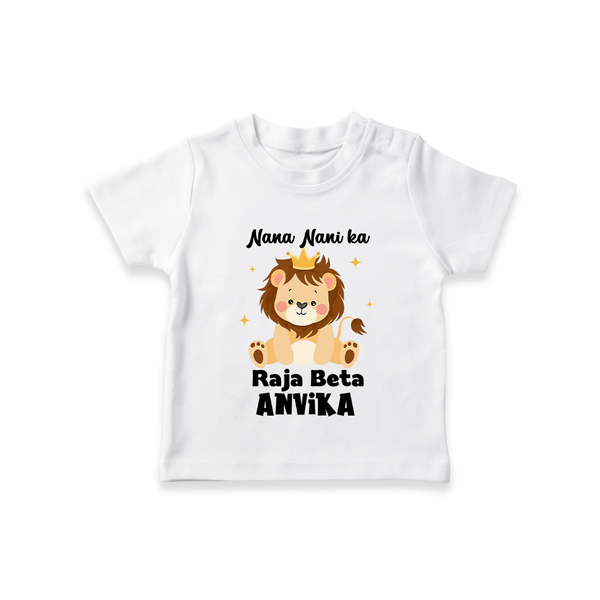 Nana Nani Ka Raja Beta T-Shirt | Personalized Baby T-Shirt for Nana and Nani's King - WHITE - 0-5 Months Old (Chest 17")