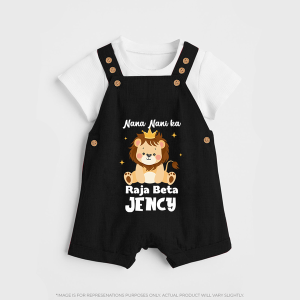 Nana Nani Ka Raja Beta Dungaree Set | Personalized Baby Dungaree Set for Nana and Nani's King - BLACK - 0 - 5 Months Old (Chest 18")