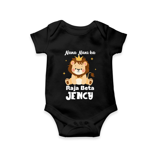Nana Nani Ka Raja Beta Romper / Onesie | Personalized Baby Romper / Onesie for Nana and Nani's King - BLACK - New Born (Chest 14")