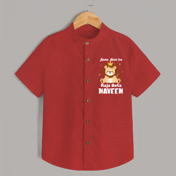 Nana Nani Ka Raja Beta Shirt | Personalized Baby Shirt for Nana and Nani's King - RED - 0 - 6 Months Old (Chest 23")