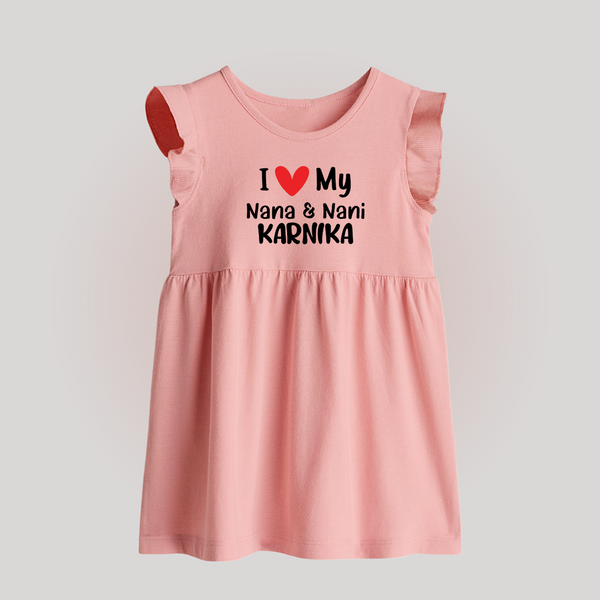 I Love My Nana And Nani Baby Frock | Custom Baby Frock for Nana and Nani's Darling - BABY PINK - 0 - 3 Months Old (Chest 17")