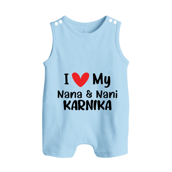I Love My Nana And Nani Romper Suit / Sleeveless Romper | Custom Baby Romper Suit / Sleeveless Romper for Nana and Nani's Darling - BABY BLUE - 0 - 5 Months Old (Chest 18")