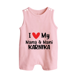I Love My Nana And Nani Romper Suit / Sleeveless Romper | Custom Baby Romper Suit / Sleeveless Romper for Nana and Nani's Darling - BABY PINK - 0 - 5 Months Old (Chest 18")