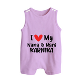 I Love My Nana And Nani Romper Suit / Sleeveless Romper | Custom Baby Romper Suit / Sleeveless Romper for Nana and Nani's Darling - LILAC - 0 - 5 Months Old (Chest 18")