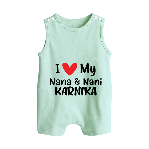 I Love My Nana And Nani Romper Suit / Sleeveless Romper | Custom Baby Romper Suit / Sleeveless Romper for Nana and Nani's Darling - MINT GREEN - 0 - 5 Months Old (Chest 18")