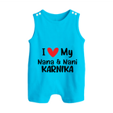 I Love My Nana And Nani Romper Suit / Sleeveless Romper | Custom Baby Romper Suit / Sleeveless Romper for Nana and Nani's Darling - SKY BLUE - 0 - 5 Months Old (Chest 18")