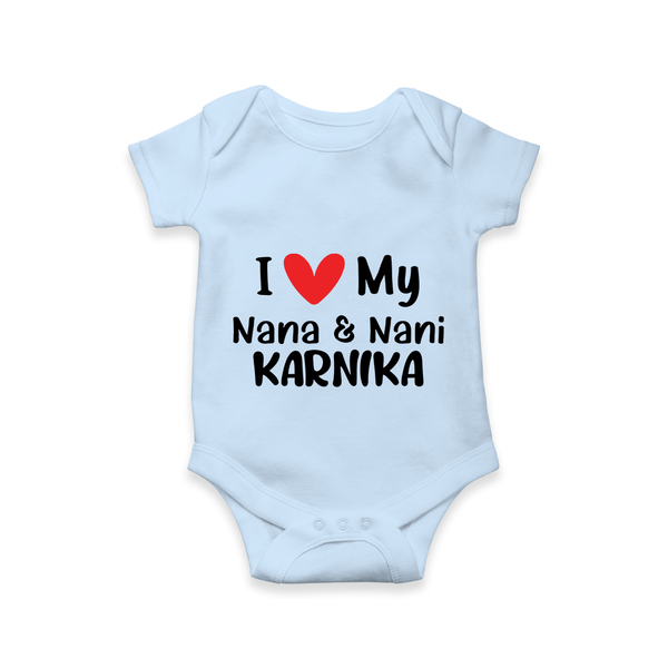 I Love My Nana And Nani Romper / Onesie | Custom Baby Romper / Onesie for Nana and Nani's Darling - BABY BLUE - New Born (Chest 14")