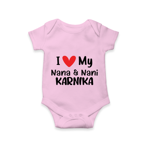 I Love My Nana And Nani Romper / Onesie | Custom Baby Romper / Onesie for Nana and Nani's Darling - BABY PINK - New Born (Chest 14")