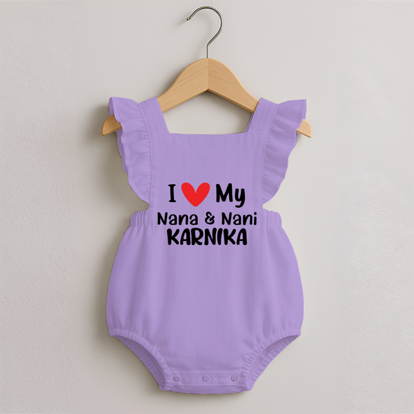I Love My Nana And Nani Romper Frock | Custom Baby Romper Frock for Nana and Nani's Darling - LILAC - 0 - 3 Months Old (Chest 19")