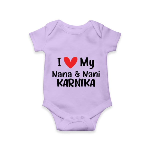 I Love My Nana And Nani Romper / Onesie | Custom Baby Romper / Onesie for Nana and Nani's Darling - LILAC - New Born (Chest 14")