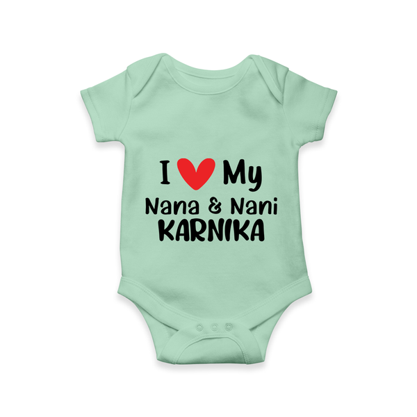 I Love My Nana And Nani Romper / Onesie | Custom Baby Romper / Onesie for Nana and Nani's Darling - MINT GREEN - New Born (Chest 14")