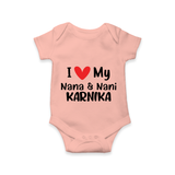 I Love My Nana And Nani Romper / Onesie | Custom Baby Romper / Onesie for Nana and Nani's Darling - PEACH - New Born (Chest 14")