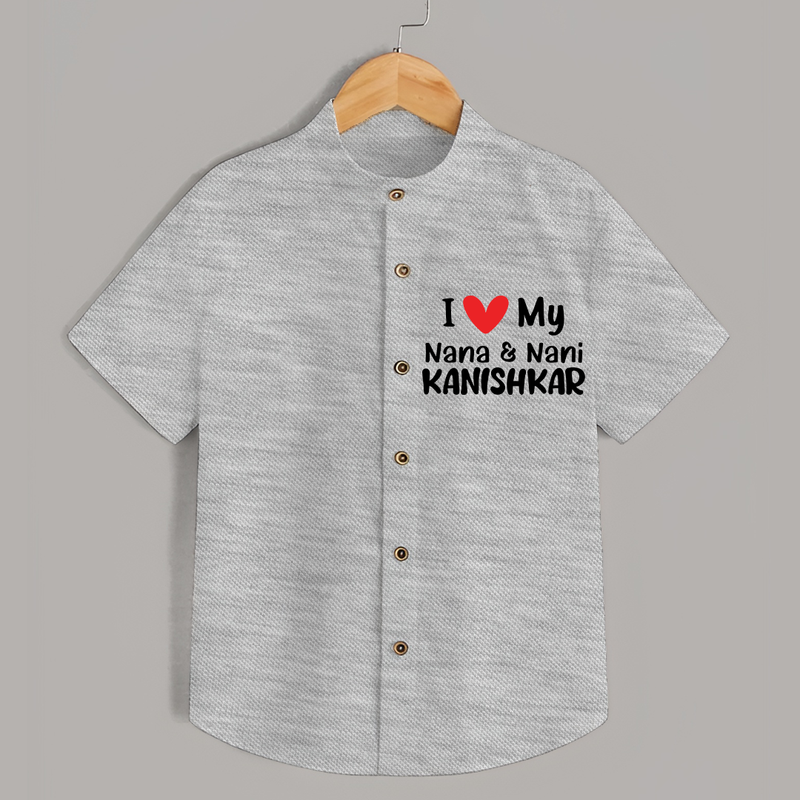I Love My Nana And Nani Shirt | Custom Baby Shirt for Nana and Nani's Darling - GREY - 0 - 6 Months Old (Chest 23")