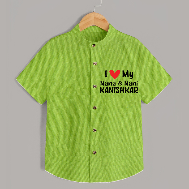 I Love My Nana And Nani Shirt | Custom Baby Shirt for Nana and Nani's Darling - LIME GREEN - 0 - 6 Months Old (Chest 23")
