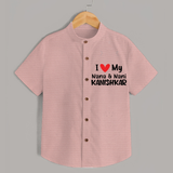 I Love My Nana And Nani Shirt | Custom Baby Shirt for Nana and Nani's Darling - PEACH - 0 - 6 Months Old (Chest 23")