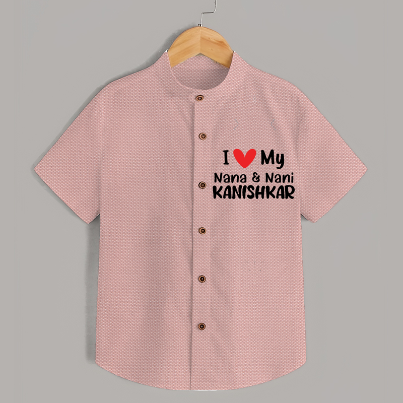 I Love My Nana And Nani Shirt | Custom Baby Shirt for Nana and Nani's Darling - PEACH - 0 - 6 Months Old (Chest 23")