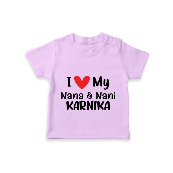I Love My Nana And Nani T-Shirt | Custom Baby T-Shirt for Nana and Nani's Darling - LILAC - 0-5 Months Old (Chest 17")