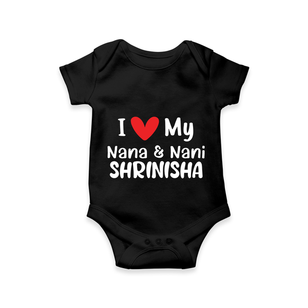 I Love My Nana And Nani Romper / Onesie | Custom Baby Romper / Onesie for Nana and Nani's Darling - BLACK - New Born (Chest 14")