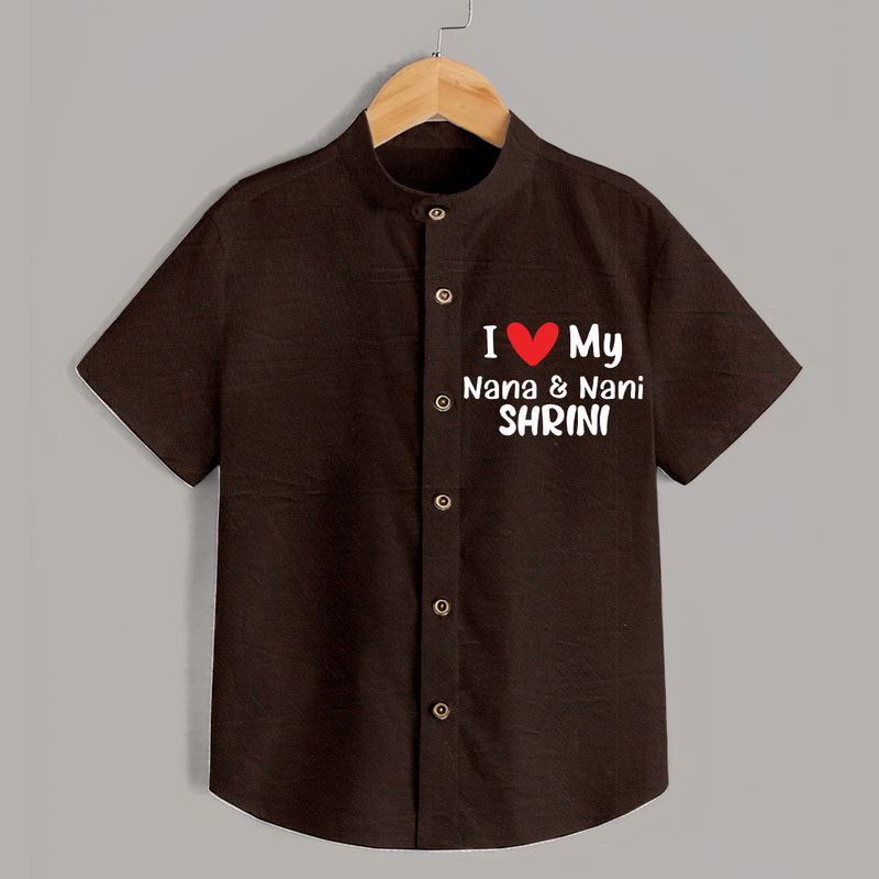 I Love My Nana And Nani Shirt | Custom Baby Shirt for Nana and Nani's Darling - CHOCOLATE BROWN - 0 - 6 Months Old (Chest 23")