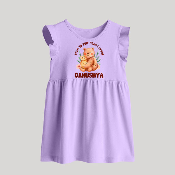 Born To Rule Nana's Heart Baby Frock | Personalized Baby Frock for Nana's Little Ruler - LILAC - 0 - 3 Months Old (Chest 17")